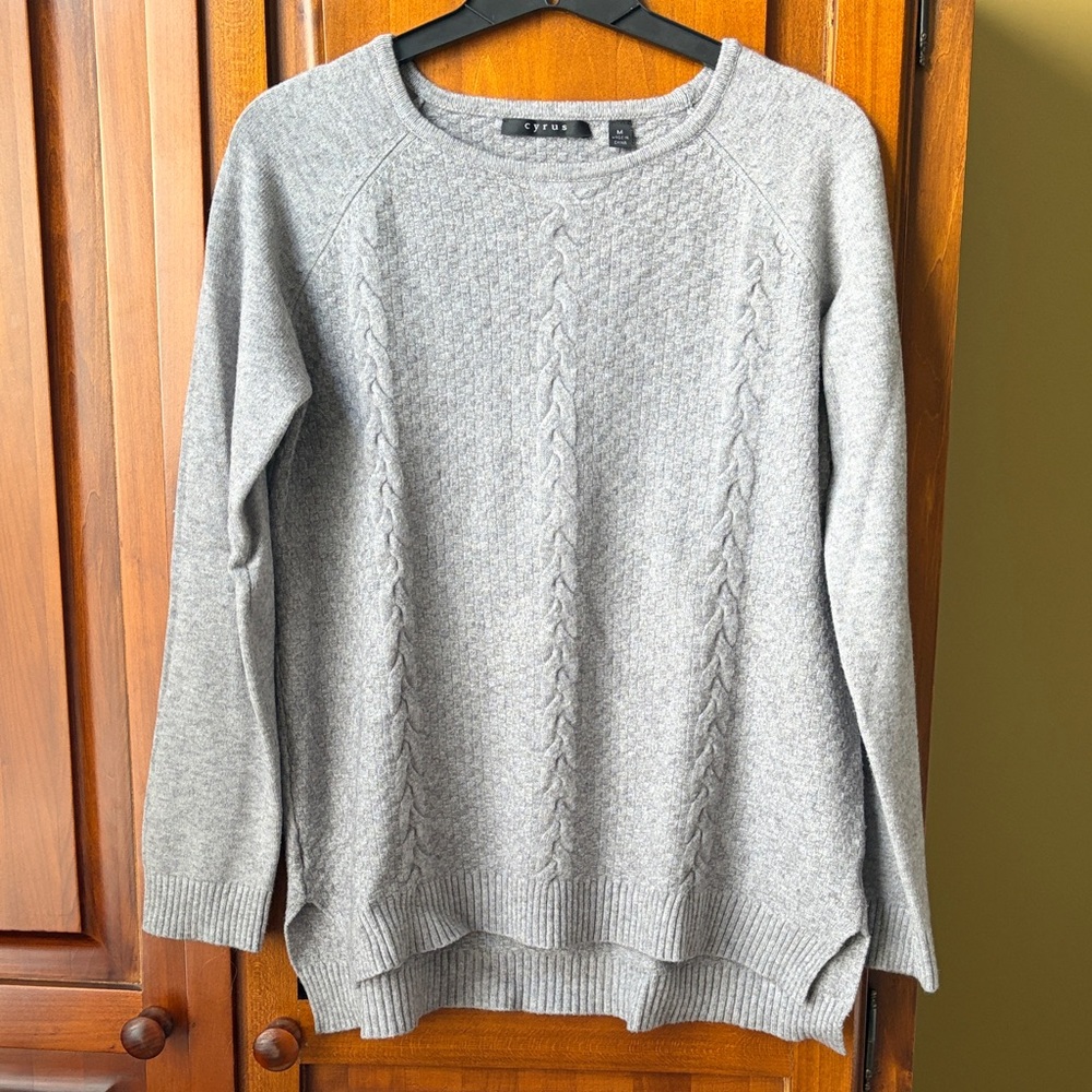 Grey Cyrus Cable Knit Sweater
